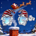 Cute Christmas Elf Stud Earrings For Women, Faux Moonstone Heart Hug Oil Painted Santa Red Hat view 2