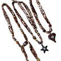 Maillard Style Fabric Leopard Print Heart And Star Pendant Sweater Necklace For Women view 5