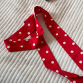 Hong Kong Style Vintage Polka Dot Fabric Scarf Tie Long Sweater Necklace With Geometric Round Accent view 4