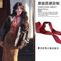 Hong Kong Style Vintage Polka Dot Fabric Scarf Tie Long Sweater Necklace With Geometric Round Accent view 1