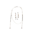 Faux Pearl Crystal Beaded Sequin Necklace And Stud Earrings Jewelry Set For Women view 5