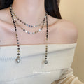 Faux Pearl Crystal Beaded Sequin Necklace And Stud Earrings Jewelry Set For Women view 3