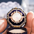 Palace Style Faux Opal Dinner Ring With Micro Paved Zircon, Elegant Evening Jewelry view 2