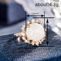 Palace Style Faux Opal Dinner Ring With Micro Paved Zircon, Elegant Evening Jewelry view 4