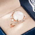 Palace Style Faux Opal Dinner Ring With Micro Paved Zircon, Elegant Evening Jewelry view 3
