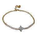 Korean Style Copper Zircon Butterfly Flower Clasp Bangle For Women view 5