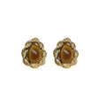 Coffee Brown Resin Tiger Eye Geometric Round Stud Earrings Maillard Style For Women view 5
