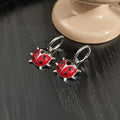 Vintage Cute Red Enamel Ladybug Insect Alloy Hoop Huggie Drop Earrings For Women Fashion Charm Earrings view 4