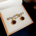 Light Luxury Alloy Rhinestone Bow Round Pendant Drop Earrings For Women Daily Commute view 2