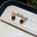 Light Luxury Alloy Rhinestone Bow Round Pendant Drop Earrings For Women Daily Commute view 4