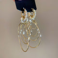 Rhinestone Round Multilayer Alloy Ear Cuff Earrings Vintage Geometric Statement Design view 2