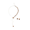 Stainless Steel Tiger Eye Beaded Pendant Necklace Earrings Jewelry Set, Maillard Light Luxury Style view 5