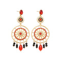 Vintage Court Style Faux Pearl Drop Earrings With Rhinestone Hollow Geometric Pendant view 5