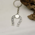 Metal Minimal Flower Horseshoe Keychain Key Ring Gift view 4
