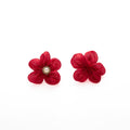 Elegant Fabric Flower Stud Earrings With Faux Pearl Rhinestone Center For Women Fashion Statement Earrings view 5