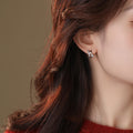 18K Gold Plated Copper Zircon Star Round Huggie Earrings For Minimalist OL Style view 4