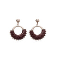 Retro European American Faux Leather Round Stud Earrings Hip Hop Geometric Statement Jewelry view 5