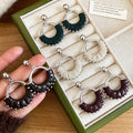 Retro European American Faux Leather Round Stud Earrings Hip Hop Geometric Statement Jewelry view 1