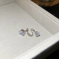 Korean Light Luxury Copper Zircon Teardrop Pendant Necklace And Ear Clip Jewelry Set view 3