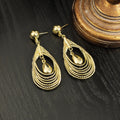 French Vintage Gold Alloy Multi Layer Irregular Hollow Teardrop Luxury Statement Dangle Earrings view 3
