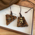 Maillard Style Leopard Print Plush Bear Triangle Geometric Sweater Necklace For Women view 4