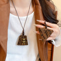Maillard Style Leopard Print Plush Bear Triangle Geometric Sweater Necklace For Women view 1