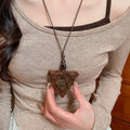 Maillard Style Leopard Print Plush Bear Triangle Geometric Sweater Necklace For Women view 3