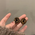 Alloy Leopard Print Round Stud Earrings Minimalist Modern Light Luxury Jewelry view 3