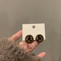 Alloy Leopard Print Round Stud Earrings Minimalist Modern Light Luxury Jewelry view 2