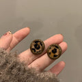 Alloy Leopard Print Round Stud Earrings Minimalist Modern Light Luxury Jewelry view 1