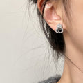 Tiger Eye Zircon Crystal Gourd Stud Earrings, Light Luxury New Chinese Round Geometric Style view 4