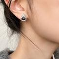 Tiger Eye Zircon Crystal Gourd Stud Earrings, Light Luxury New Chinese Round Geometric Style view 2
