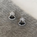 Tiger Eye Zircon Crystal Gourd Stud Earrings, Light Luxury New Chinese Round Geometric Style view 3