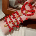 Chinese Style Glass Beaded Bracelet With Horse Charm Light Luxury Zodiac Jewelry view 1