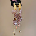 Light Luxury Chiffon Floral Tassel Drop Earrings With Silver Posts For Sweet Feminine Style view 4