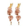 Light Luxury Chiffon Floral Tassel Drop Earrings With Silver Posts For Sweet Feminine Style view 5