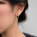 18K Gold Plated Tiger Eye Gourd Stud Earrings With Silver Posts, New Chinese Maillard Style view 4