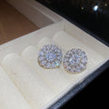Copper Zircon Round Hollow Stud Earrings Korean Minimalist Light Luxury Geometric Design view 2