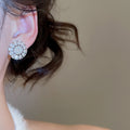 Copper Zircon Round Hollow Stud Earrings Korean Minimalist Light Luxury Geometric Design view 3
