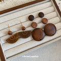 Ethnic Style Wooden Bead Fan Hollow Geometric Drop Earrings For Women view 4