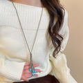 Ethnic Vintage Alloy Oval Stone Tassel Sweater Necklace Bohemian Geometric Statement Pendant view 3