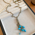 Ethnic Vintage Alloy Oval Stone Tassel Sweater Necklace Bohemian Geometric Statement Pendant view 2