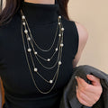 Vintage Light Luxury Faux Pearl Tiger Eye Beaded Multi Layer Sweater Necklace view 3