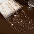 Vintage Light Luxury Faux Pearl Tiger Eye Beaded Multi Layer Sweater Necklace view 2