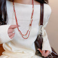 Chinese Style Artificial Crystal Beaded Floral Long Sweater Necklace For Women view 3