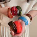 Acrylic Marbled Wide Open Bangle European American Casual Everyday Statement Bracelet view 1