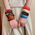 Acrylic Marbled Wide Open Bangle European American Casual Everyday Statement Bracelet view 3