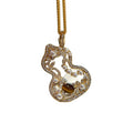 Stainless Steel Tiger Eye Gourd Faux Pearl Necklace Earrings Jewelry Set For Women view 5