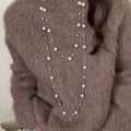 Light Luxury Faux Pearl And Glass Beaded Sweater Necklace French Vintage Round Geometric Design view 1