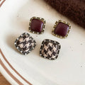Alloy Silver Pin Rhinestone Square Stud Earrings Vintage Maillard Geometric Women's Jewelry view 3